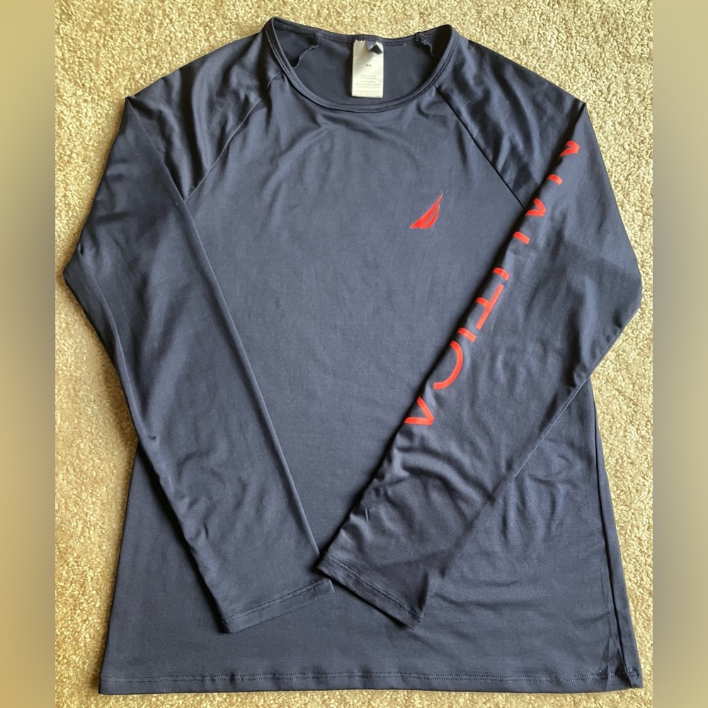 Nautica Dark Blue Long Sleeve with Red Accents